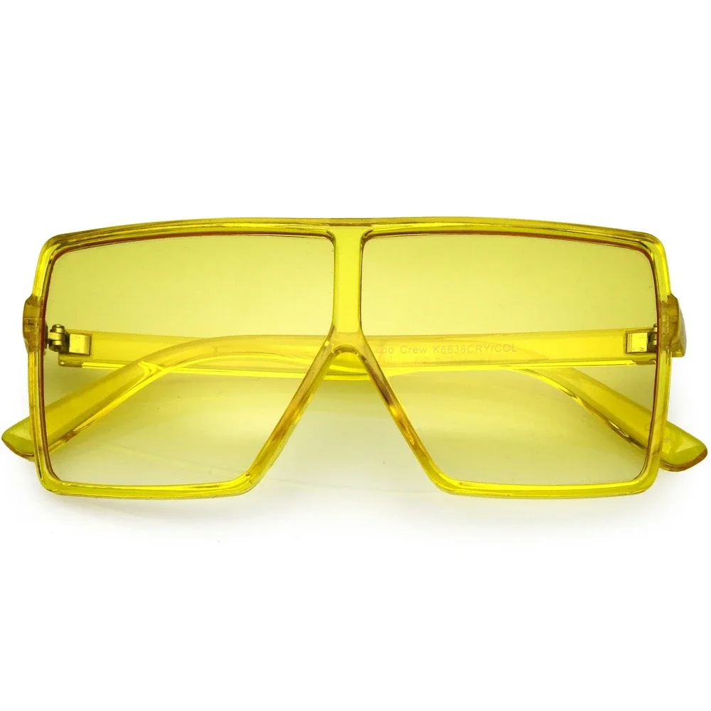 Oversized Square Sunglasses Fashion Trendy Festival Shades Women Yellow Lens XXL